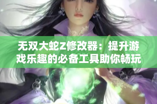 无双大蛇Z修改器：提升游戏乐趣的必备工具助你畅玩精彩世界